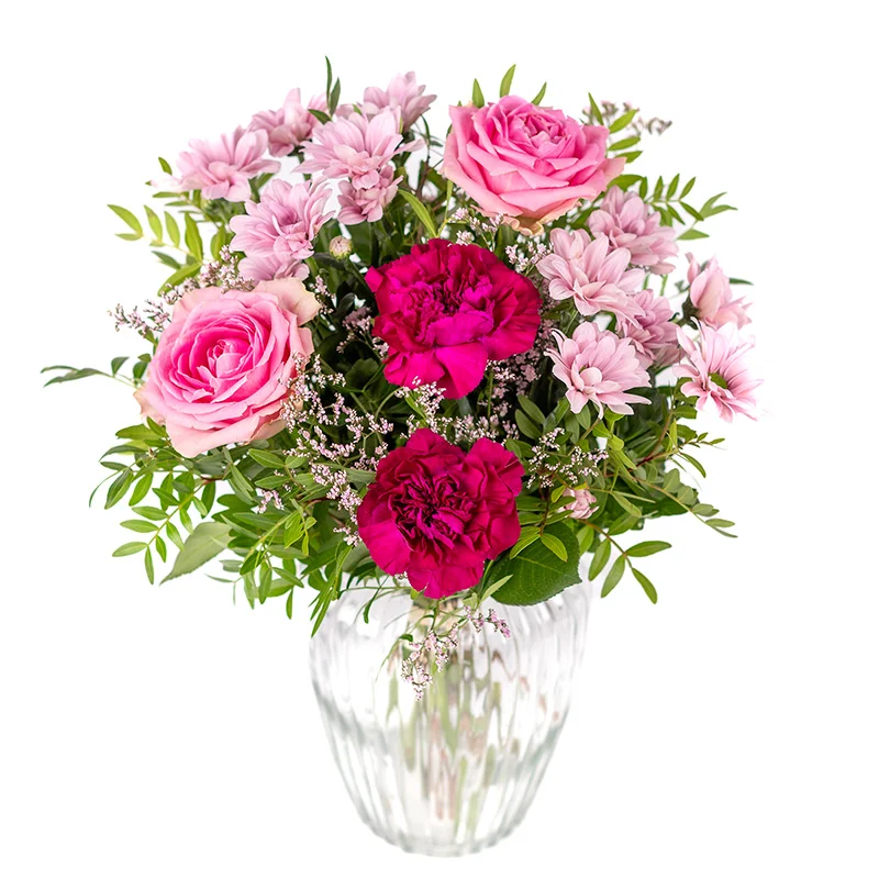 Romantic flower bouquet – red roses and love flowers